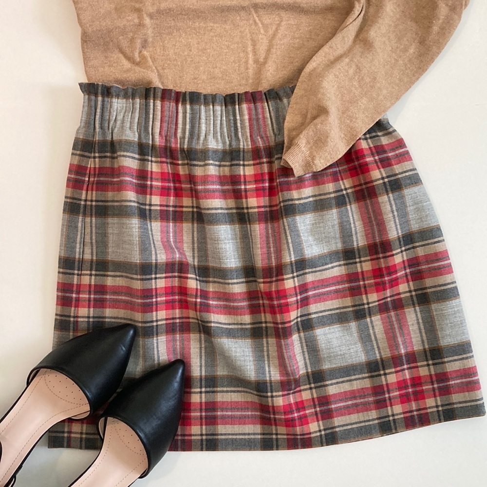 RARE Pink Plaid J Crew Elastic Waist Skirt